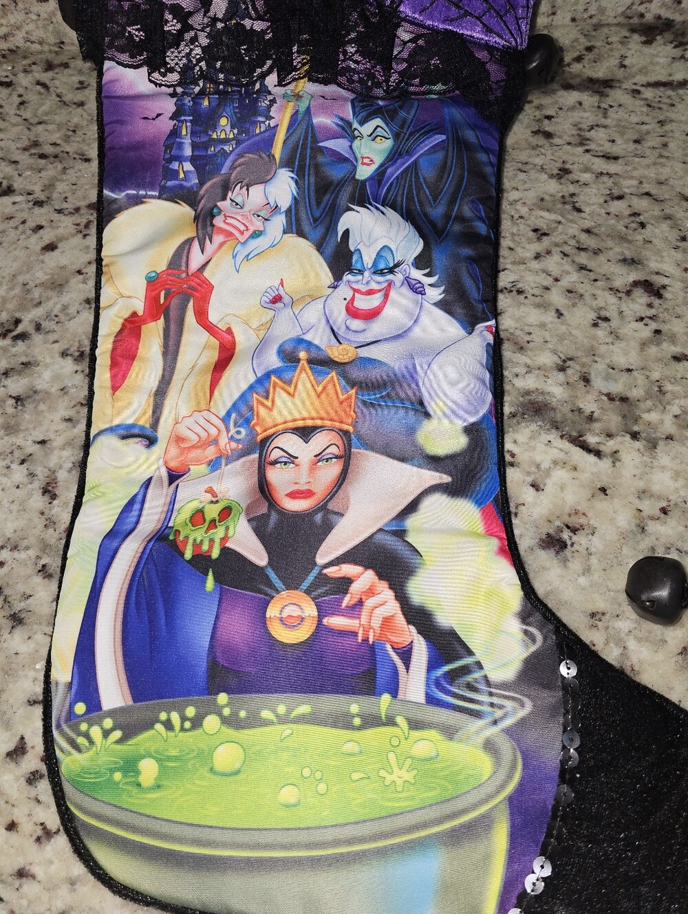 Disney Parks Villain Large Christmas Stocking Ursula Maleficent Evil Queen NEW - Picture 4 of 16